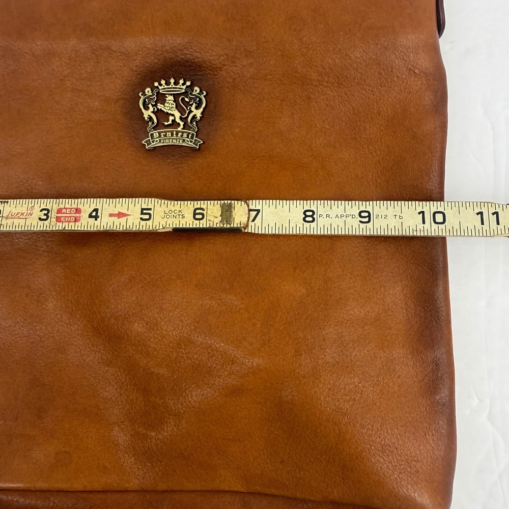 Pratesi Firenze Crossbody Bag Medium Cognac Italian Leather Crest Chain Strap - Picture 10 of 10